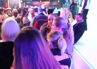 Hottie pornstars fuck in a club